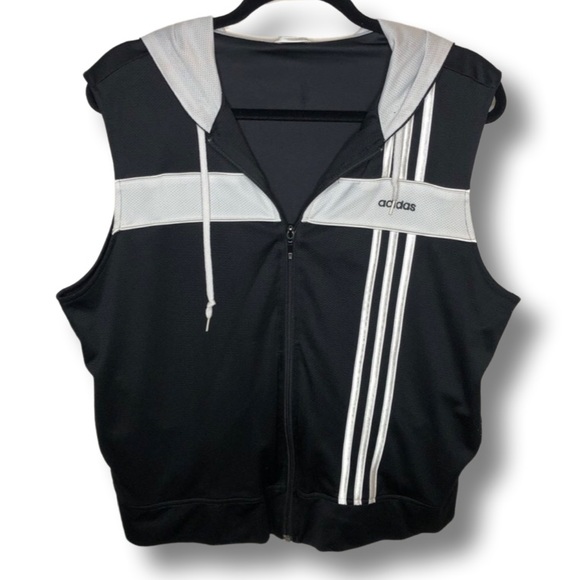adidas Jackets & Coats Preowned Adidas Zip Up Black And White Vest
